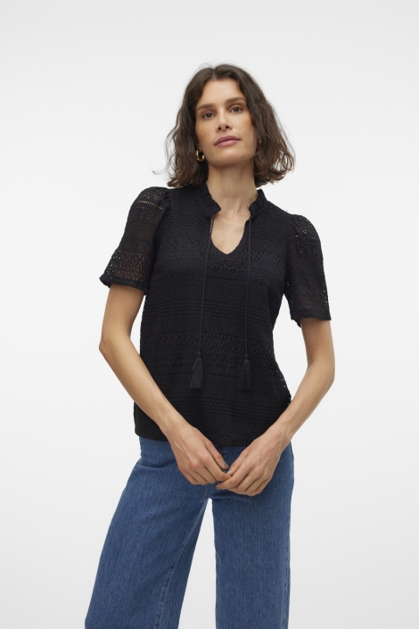 Vero Moda vmhoney lace s/s tassel top wvn ga
